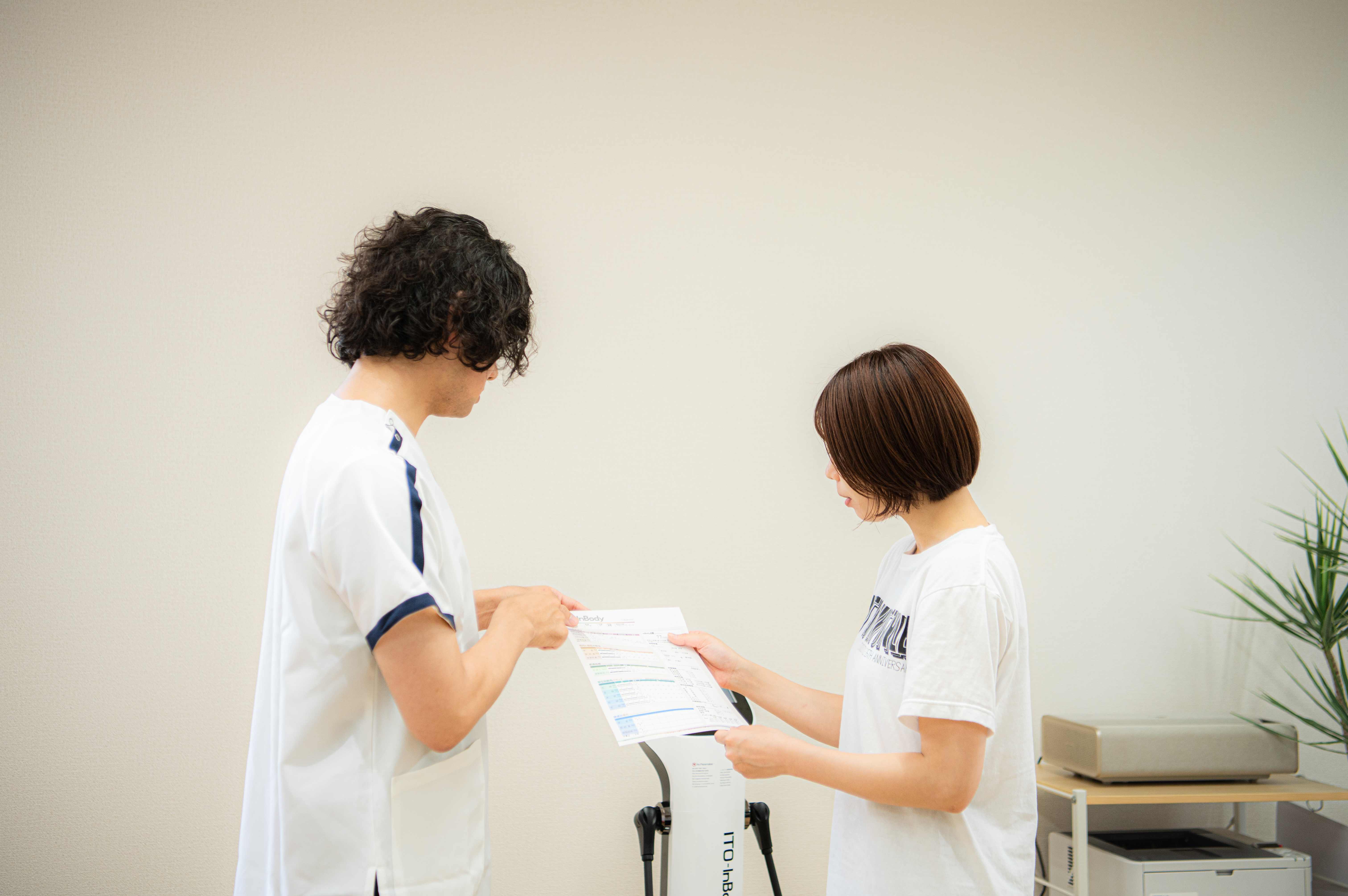 InBodyの測定結果を確認している様子